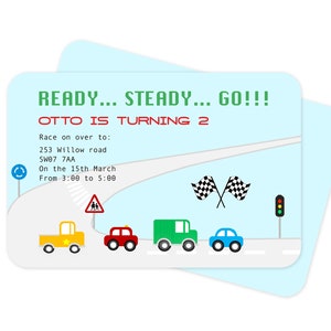 Racing Cars Invitation - Cars Birthday Party Invitation - Edit Online - PDF, JPG, PNG - Direct download