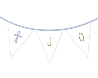 First Communion Bunting Custom - Party Banner - Holy Cross Garland - First Communion Decoration - PDF, SVG - Download Cut Files