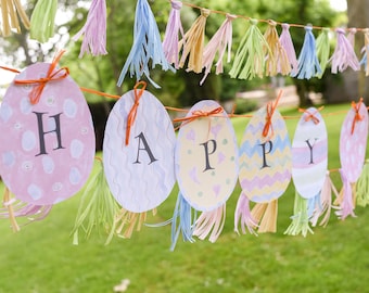 Happy Easter banner - Party Bunting - Spring garland - Direct download