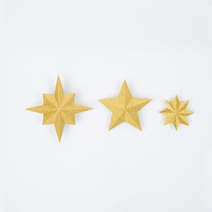 Christmas 3D  stars set decoration template - cutting files - Pdf, PNG, JPG, SVG - Direct Download