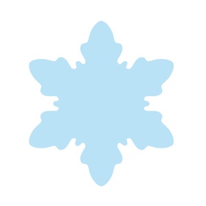 May include: A light blue snowflake with six points.