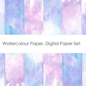 Abstract Blue watercolor texture - clipart - set of 4 - background, digital art painting - High Quality Digital paper - JPEG - Download
