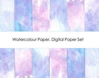 Abstract Blue watercolor texture - clipart - set of 4 - background, digital art painting - High Quality Digital paper - JPEG - Download