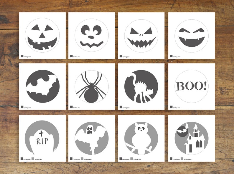 Jack O Lantern Templates Carving Pumpkin Stencils 12 Desings PDF Direct Download image 3