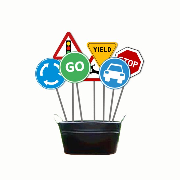 Traffic signs party decoration - Race Cars Party Decor - Cricut - Silhouette cutting files - PDF, EPS, SVG, Jpg, Png - Direct Download