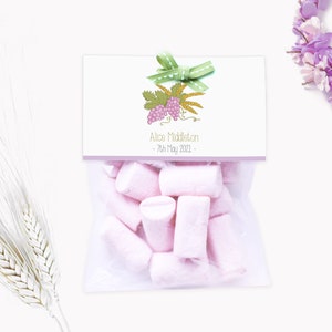 First Communion Party Bag Tags - Custom Tags for favours - Edit Online - PDF, PNG, JPG - Direct download - Wheat and Grapes