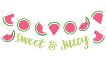 Watermelon Party Garland - Sweet & Juicy Banner - Summer Bunting - PDF, SVG, PNG - Direct Download - Cut files
