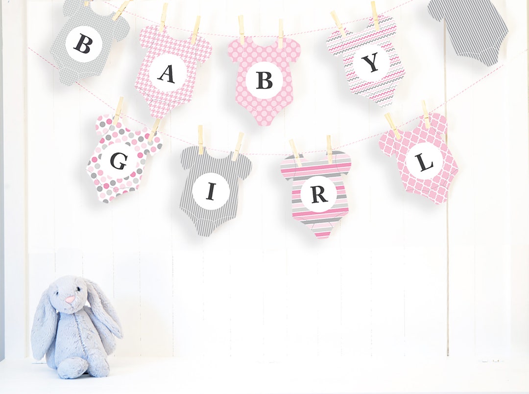 Baby Shower Bunting Printable - BABY GIRL - 'onesie Bunting' - PDF ...