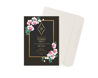 Midtown Invitation + Bonus Envelope - Opening party Invitation - Black and Gold - Custom invitation - .psd