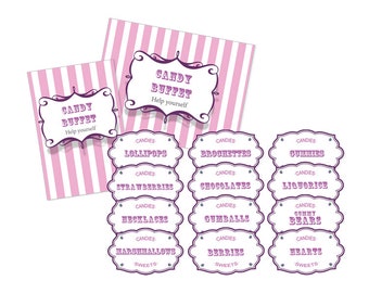 Candy Buffet labels and sign - Party Favor  - Direct download - Cutting files