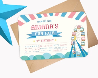 Custom Big Wheel invitation - Fun Fair Party Invite - PDF, PNG, JPG - Direct download