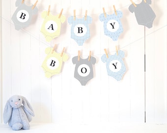 Baby Shower Bunting Printable - BABY BOY - 'Onesie Bunting' - Pdf, SVG - Direct Download - Cut Files