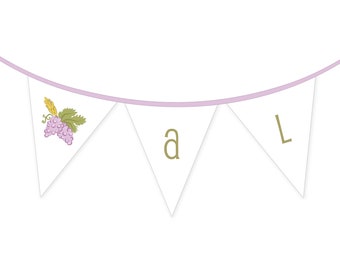 First Communion Bunting Custom - Party Banner - Wheat and Grapes Garland - First Communion Decoration - PDF, SVG - Direct Download Cut Files