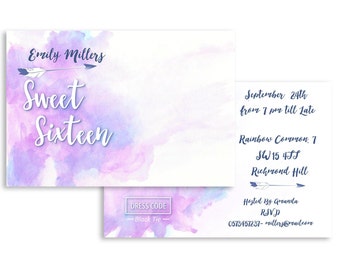 Sweet Sixteen Invitation- Custom - EDIT ONLINE - Direct Download - Pdf, jpg, png