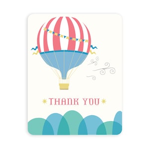 Cartão de agradecimento Aerostat - Cartão de agradecimento para festa de diversão em balão de ar quente - Personalizado online - PDF, PNG, JPG - Download direto