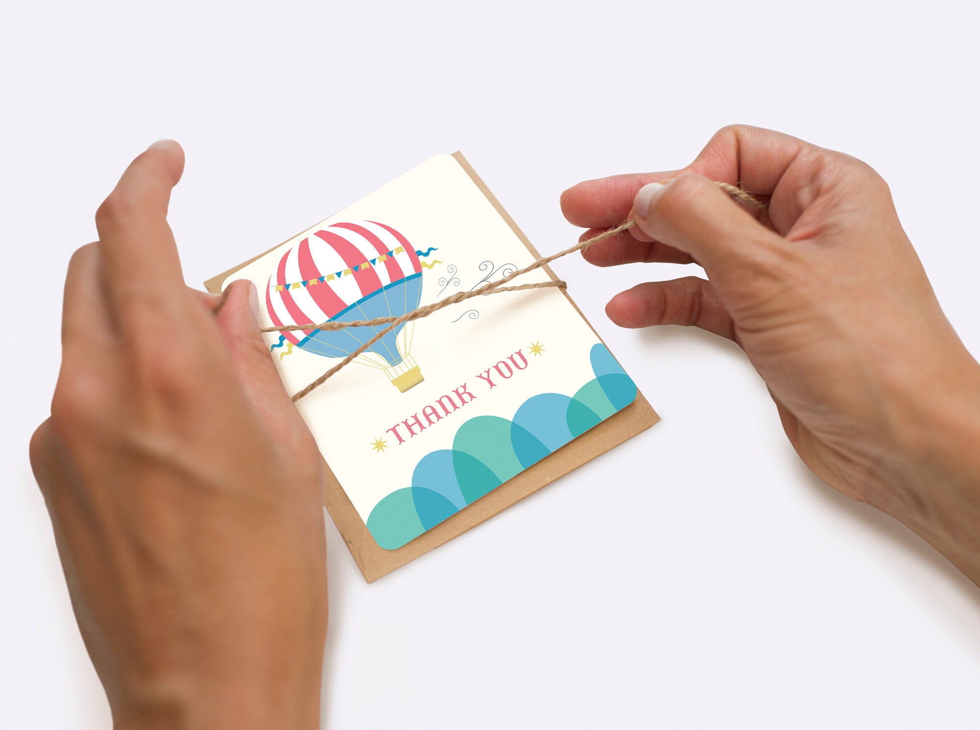 Aerostat Thank You Card - Hot Air Balloon Fun Fair Party Thank You Card ...
