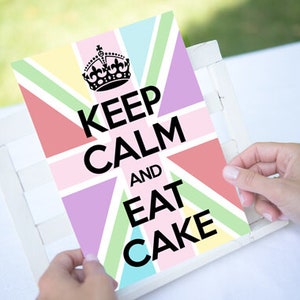 Halten Sie Ruhe und essen Kuchen Poster - Party-Zeichen - schöne London Party - Party-Dekoration - PDF, SVG, DXF - direkt herunterladen