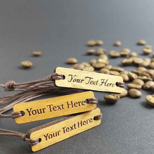Custom Engraved Wood Bracelet: Waxed Cotton Cord, Metal-Free