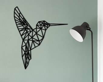 Geometric Hummingbird Wooden Wall Decor - Bird Lover Gift