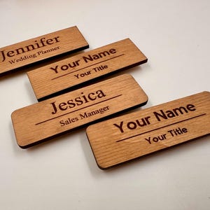 Personalized Name Tag Badge with Magnet Attachment | Wearable Magnetic Name Tags | Customized Identification Engraved Employee Name Tag