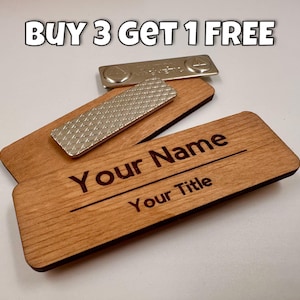 Personalized Name Tag Badge with Magnet Attachment | Wearable Magnetic Name Tags | Customized Identification Engraved Employee Name Tag
