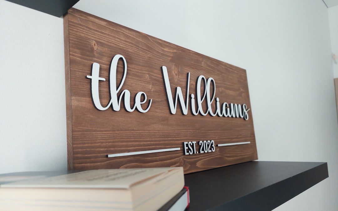 Custom Wood Family Sign Family Name Sign Personalized Wedding Gift 3D ...