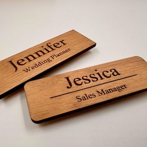 Personalized Name Tag Badge with Magnet Attachment | Wearable Magnetic Name Tags | Customized Identification Engraved Employee Name Tag
