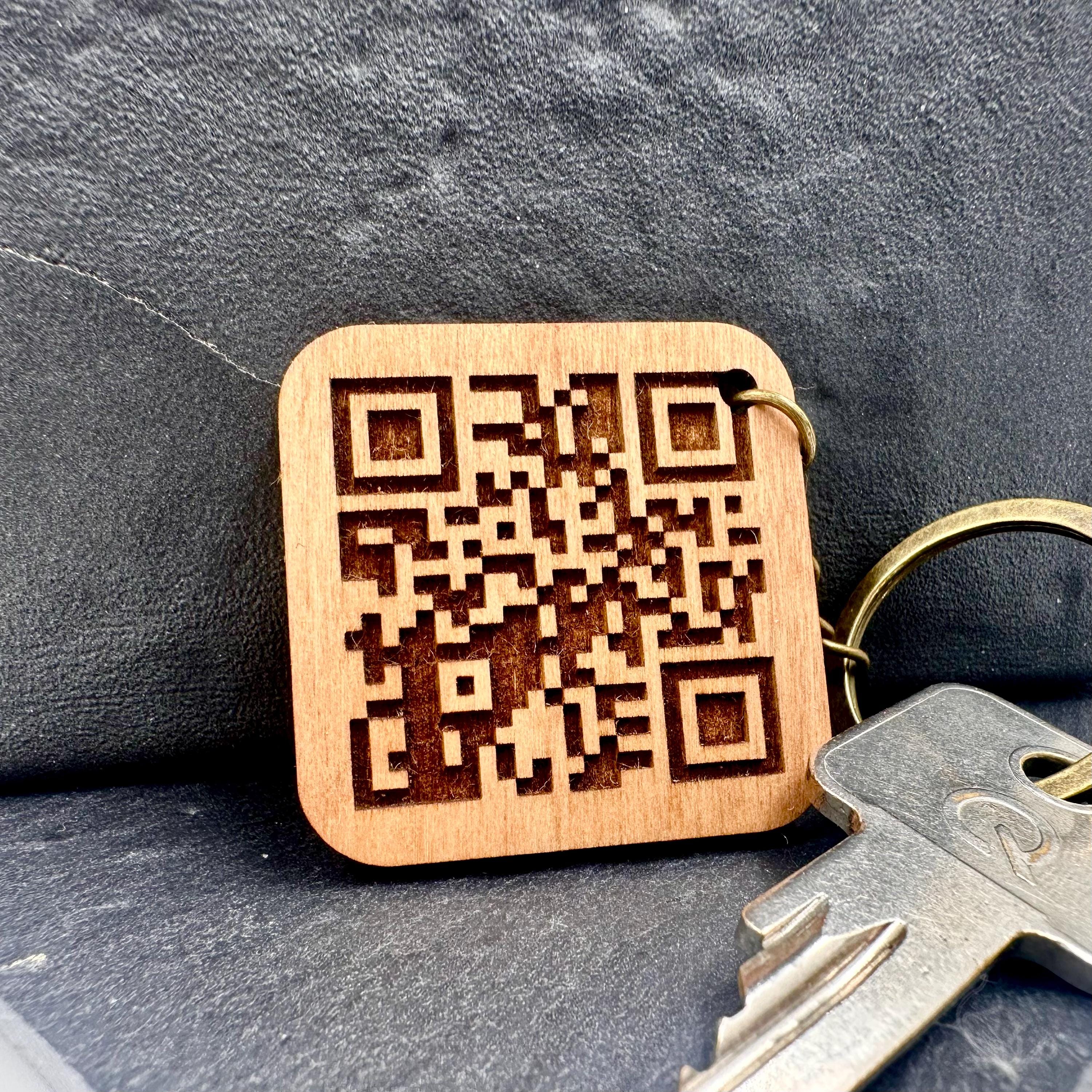 Personalized QR Code Keychain – Custom Engraved Wood Keyring - Etsy