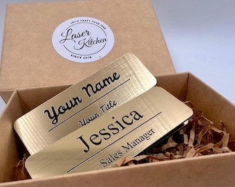 Name Tag Badge with Magnet Attachment | Personalized Wearable Magnetic Name Tags | Customized Identification Engraved Employee Name Tag