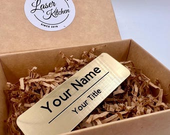 Name Tag Badge with Magnet Attachment | Personalized Wearable Magnetic Name Tags | Customized Identification Engraved Employee Name Tag