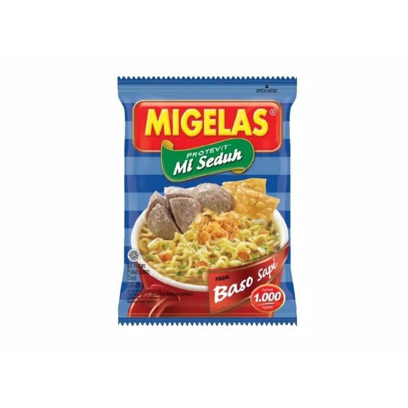 MIGELAS Protevit Mie Instant, 28 grams Beef meatball