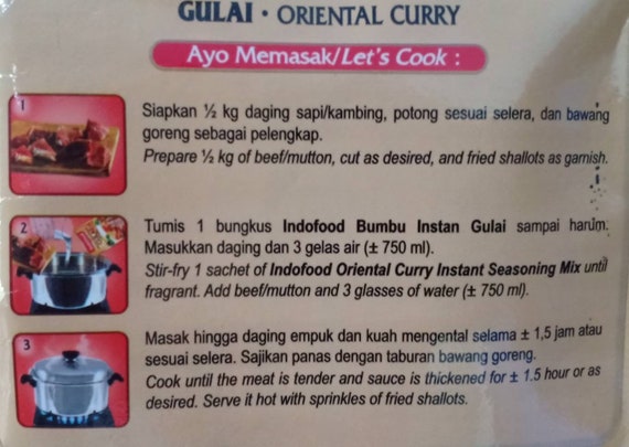 Indofood Gulai Oriental Curry 45 Gram Etsy