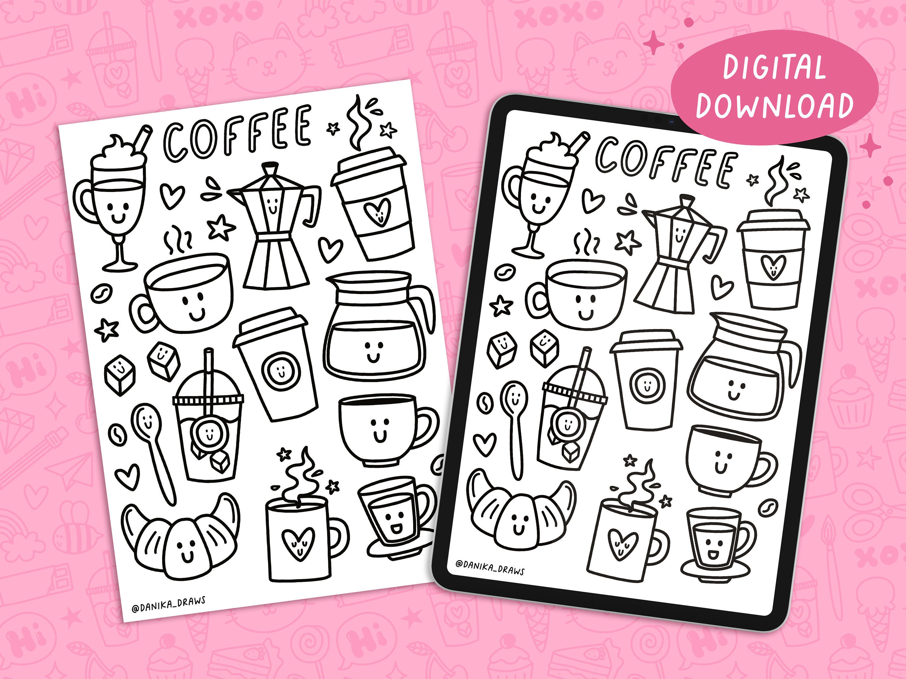 Coffee Cup Kawaii Chibi Cafe Cute Hand Drawn Illustration Sticker for Sale  by Cutepix