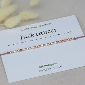 Morse Code 'F*ck Cancer' Sterling Silver Bracelet, Cancer Survivor Gift,Never give up