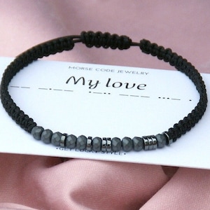 Custom morse code bracelet MY LOVE bracelet I love you gift for boyfriend gift Husband gift Personalize gift for men bracelet Valentines day