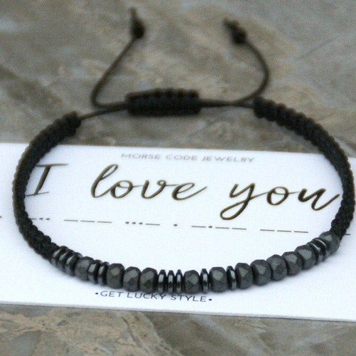 Men Morse Code Bracelet Fathers 