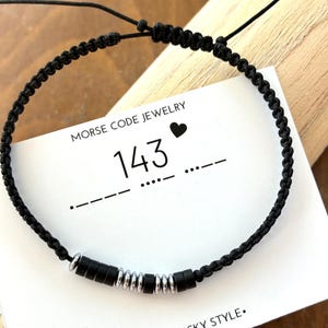 Custom morse code bracelet, Personalized men bracelet,Anniversary,birthday gift for men,143 bracelet boyfriend gift,Adjustable Friendship immagine 9