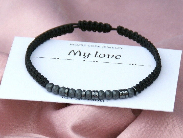 Custom morse code bracelet MY LOVE bracelet I love you gift for boyfriend gift Husband gift Personalize gift for men bracelet Valentines day