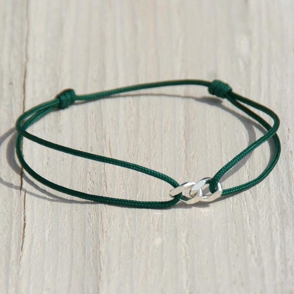Waterproof Cord Bracelet with Sterling Silver Rings – Surfer Friendship Bracelet, Adjustable Jewelry for Men & Women