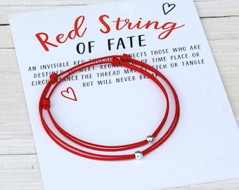 Red string of fate bracelets Matching couple bracelets Red string bracelet protection Kaballah bracelet Good luck bracelet  sterling silver