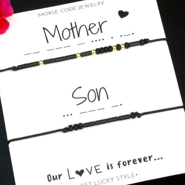 Mother Son bracelets ,Mother's day  gift from Son, Matching Mother Son bracelets ,gift for Mother Son gift Morse code bracelet