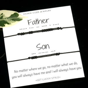 Father–Son Morse Code Bracelet Set •  Matching secret message Jewelry • Meaningful  Friendship Dad Gift