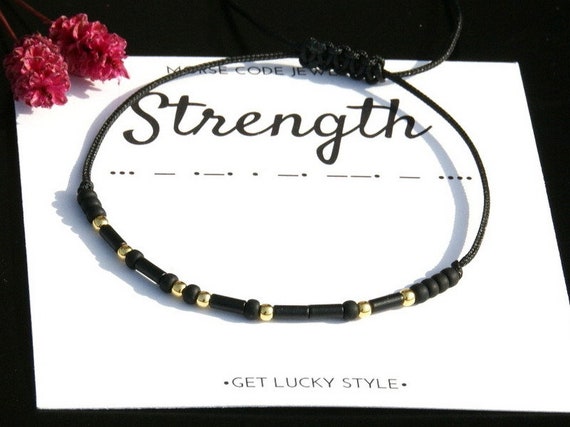 Strength morse code bracelet sale