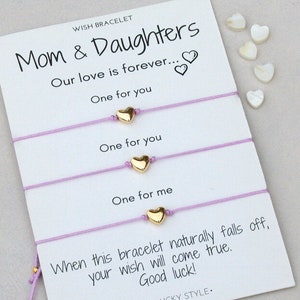 Mom and 2 Daughters bracelet set, Mom gift from daughter, Mothers day gift ,Bracelet for 3,Matching Mother daughter bracelet,Wish bracelet