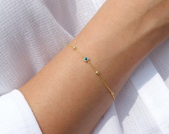 14 k Gold filled evil eye bracelet Dainty evil eye bracelet 925 Sterling silver Gold evil eye chain bracelet Evil eye Protection bracelet