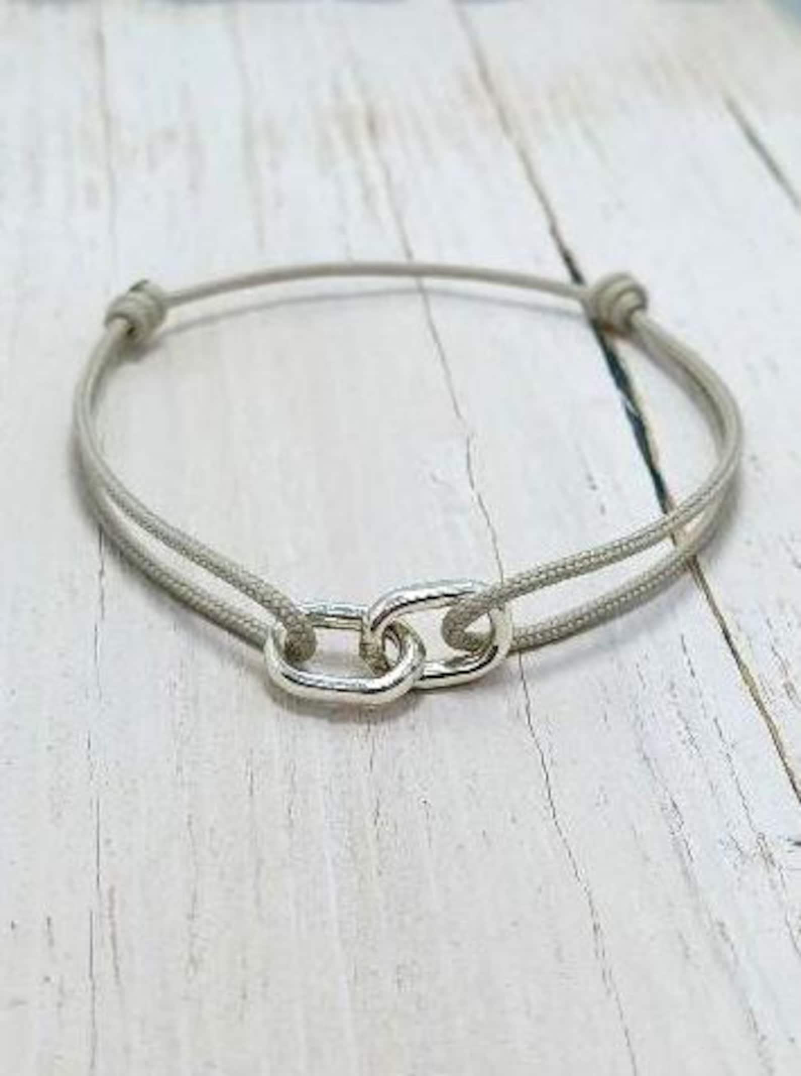 Interlocking String Men's Sterling Silver String Bracelet With Interlocking Charm ...
