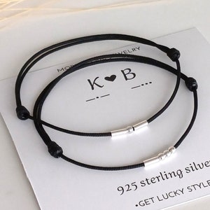 Couple Initial Bracelet Matching bracelets gift for couple Custom letter bracelet,long distance relationship Morse code bracelet couple