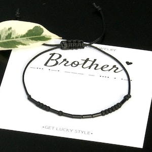 BROTHER  Morse code bracelet Brother  bracelet Gift for Brother  Birthday gift from sister Black men bracelet Personalized bracelet