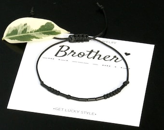BROTHER  Morse code bracelet Brother  bracelet Gift for Brother  Birthday gift from sister Black men bracelet Personalized bracelet
