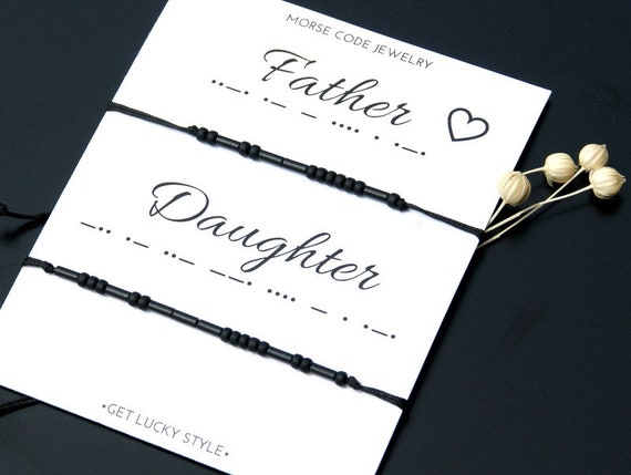 Beste Vader Dochter armbanden Black Morse Code Bracelet cadeau voor | Etsy GF-26